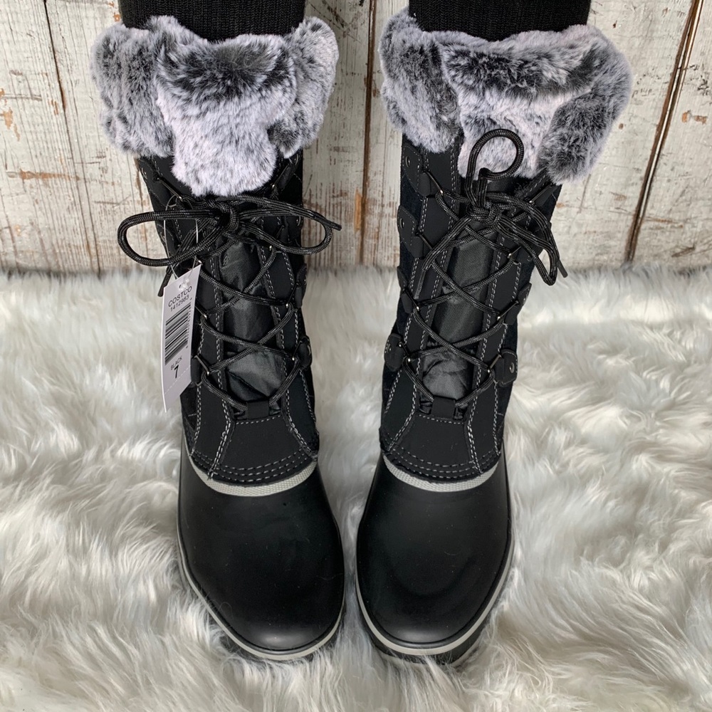NIB Khombu Ellie Leather Winter Boot Black - Picture 4 of 8